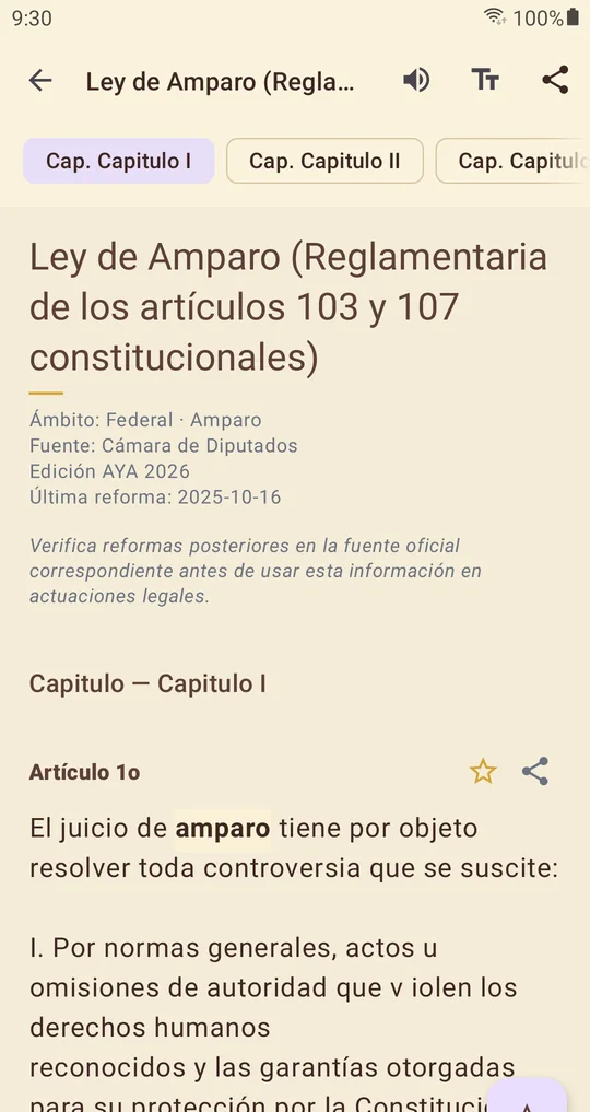 El lector de AYA en modo sepia, de lectura cálida.
