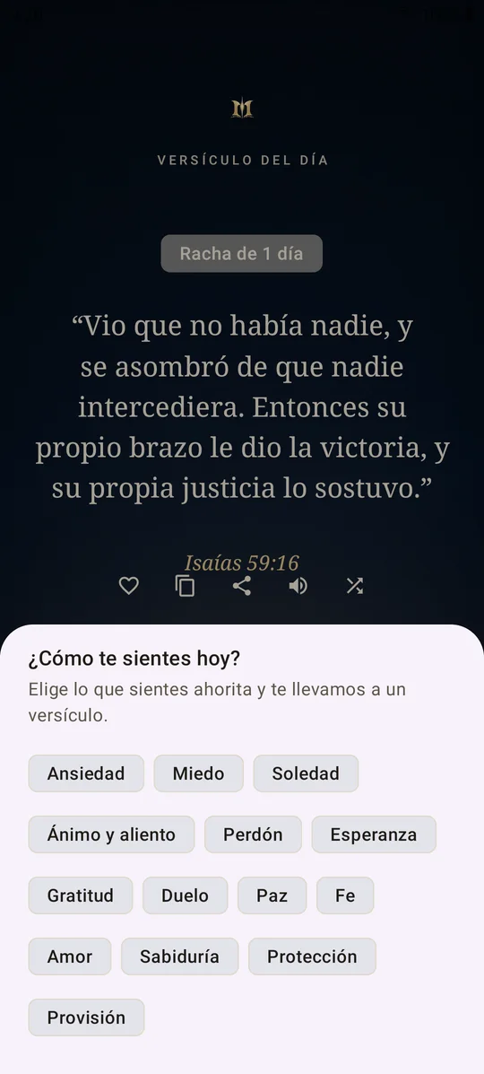 Hoja ¿Cómo te sientes hoy? con emociones como ansiedad, miedo, soledad, esperanza, gratitud, duelo, paz y fe.